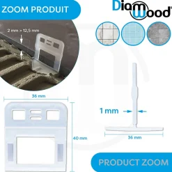250 Croisillons 1 mm Autonivelants pour Carreaux de 2 à 12,5 mm - Diamwood