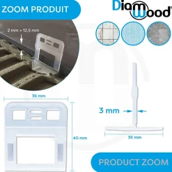 250 Croisillons 3 mm Autonivelants pour Carreaux de 2 à 12,5 mm - Diamwood