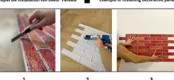 4 m² 10 panneaux PVC 3D effet pierre muraux & de plafond, revêtement imitation carrelage CPVC08