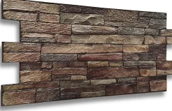 4 m² 10 panneaux PVC 3D effet pierre muraux & de plafond, revêtement imitation carrelage CPVC09