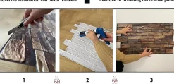 4 m² 10 panneaux PVC 3D effet pierre muraux & de plafond, revêtement imitation carrelage CPVC09