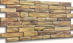 4 m² 10 panneaux PVC 3D effet pierre muraux & de plafond, revêtement imitation carrelage Sand Stone Slate