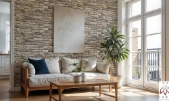 4 m² 10 panneaux PVC 3D effet pierre muraux & de plafond, revêtement imitation carrelage Sand Stone Slate
