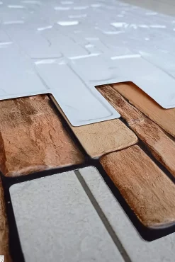 4 m² 10 panneaux PVC 3D effet pierre muraux & de plafond, revêtement imitation carrelage Sand Stone Slate