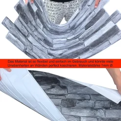 4 m² 10 panneaux PVC 3D effet pierre muraux & de plafond, revêtement imitation carrelage Sand Stone Slate