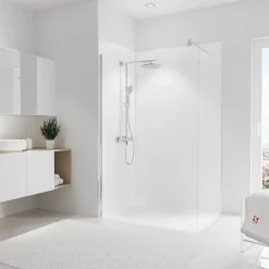 2 panneaux muraux de salle de bains l.90+120 x H.210 cm, blanc brillant, Schulte DécoDesign