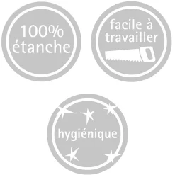 2 panneaux muraux de salle de bains l.90+120 x H.210 cm, gris argenté brillant, Schulte DécoDesign