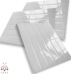 40 pièces 2,6m2 Panneaux de 3D Carreaux en plastique autocollants Revêtement mural imperméable Carreaux