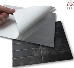 40 pièces 2,6m2 Panneaux de 3D Carreaux en plastique autocollants Revêtement mural imperméable Carreaux
