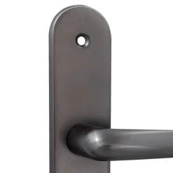 2 poignées de porte sur plaque rond Amga, entraxe 195mm, coloris titane