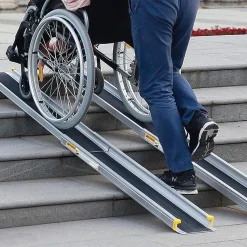 2 Rampes de Chargement de Voiture Non glissantes en Aluminium Rampes de Fauteuil Roulant Portatives Telescopiques Antiderapante
