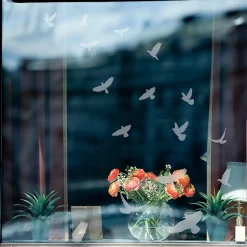 15 stickers oiseaux anti-collision translucide 50 x 50 cm