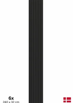 2 x Panneaux Acoustiques Decoratifs Muraux en Noir Mat 240x32 cm Nordic Acoustics
