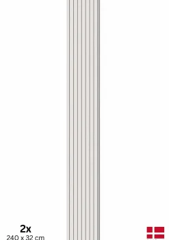 2 x Panneaux Acoustiques Decoratifs Muraux en Blanc Mat 240x32 cm Nordic Acoustics