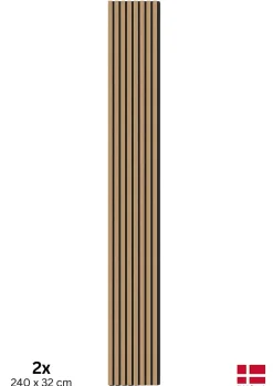 2 x Panneaux acoustiques decoratifs muraux en plaquage chene veritable 240x32 cm Nordic Acoustics