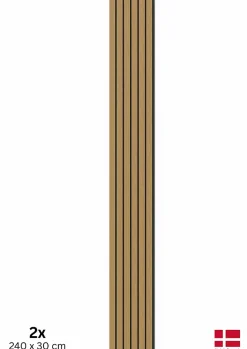 2 x Panneaux acoustiques décoratifs muraux LUX en chêne Nature Lux 240x30 cm Nordic Acoustics
