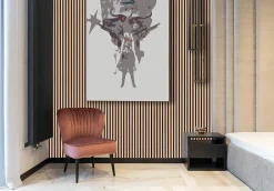 40 x Panneaux muraux acoustiques décoratifs PRO en tasseau de chêne classique de Nordic Acoustics en 240x60cm