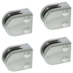 4 x Pince à verre plate modèle 00 - Ep. verre 6,76 mm - Zamak chromé brillant