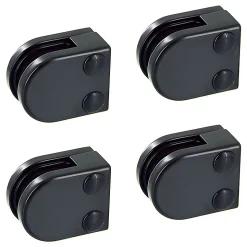 4 x Pince à verre plate modèle 00 - Ep. verre 8 mm - Zamak noir RAL 9005