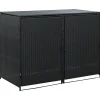 Abris pour poubelle double Résine tressée Noir 148x80x111 cm
