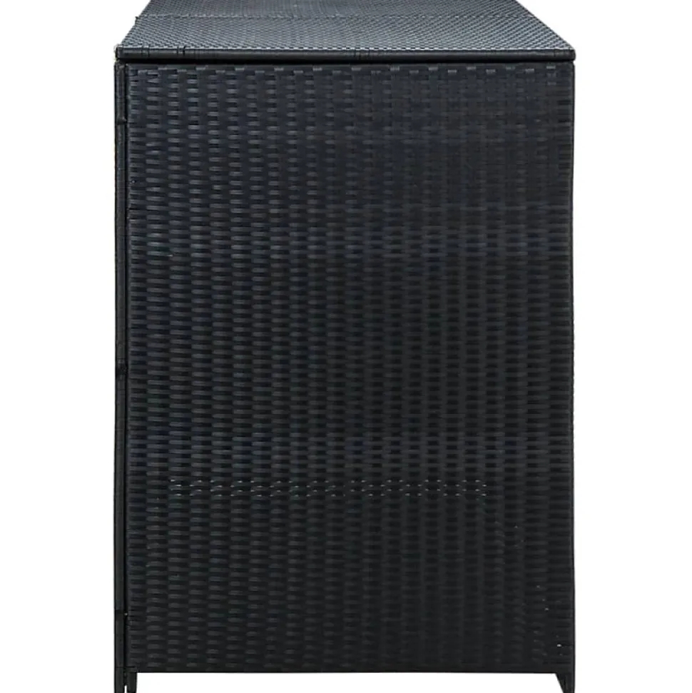 Abris pour poubelle double Résine tressée Noir 148x80x111 cm