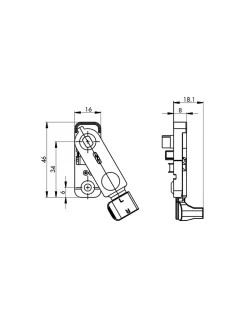 Anti-fausse manoeuvre de fenêtre oscillo-battante, gauche, 46x16mm, axe 9mm, K-16467-01-L-1 - FERCO by THIRARD
