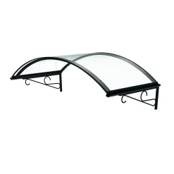 ARCTOM Auvent Coti 140x80, couleur anthracite RAL7016, plaque incolore, polycarbonate solide