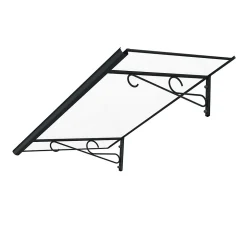 ARCTOM Auvent Fosti 140x79, couleur anthracite RAL7016, plaque incolore, polycarbonate solide