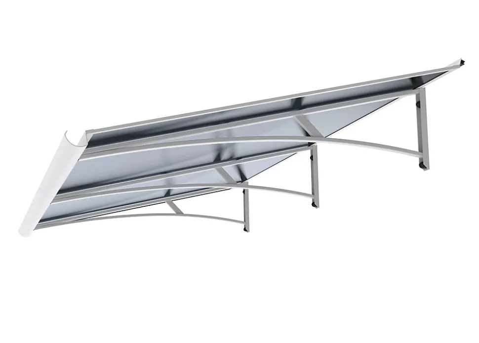 ARCTOM Auvent Karmel 197x83,5 couleur blanc RAL9016, plaque anthracite