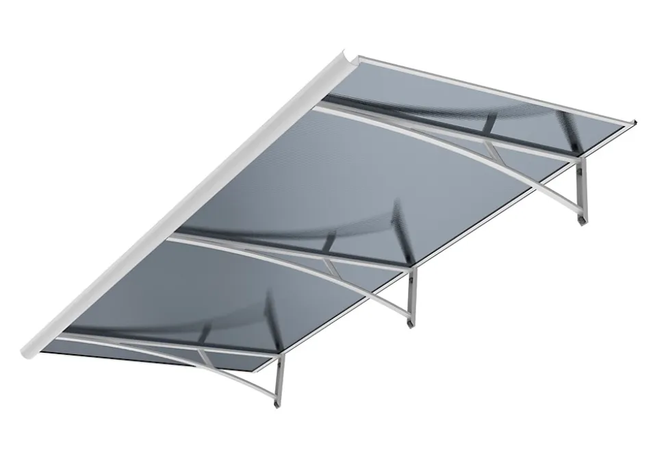 ARCTOM Auvent Karmel 197x83,5 couleur blanc RAL9016, plaque anthracite