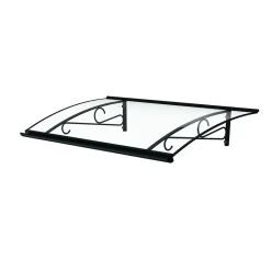 ARCTOM Auvent Kobi 140x82, couleur anthracite RAL7016, plaque incolore, polycarbonate solide