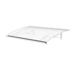 ARCTOM Auvent Kobi 140x82, couleur blanc RAL9016, plaque incolore, polycarbonate solide