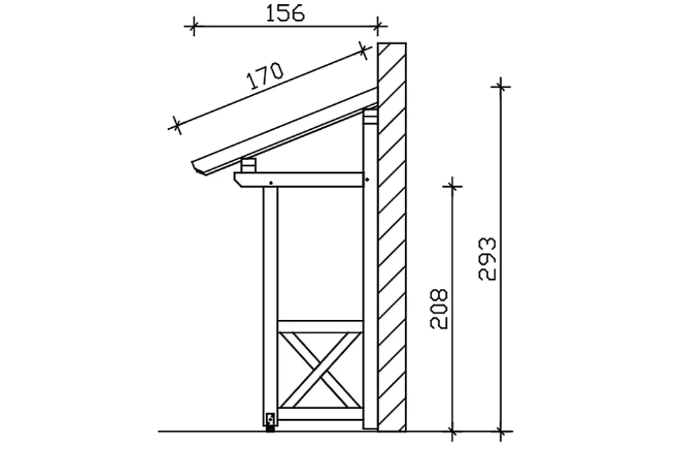 Auvent bois SKAN HOLZ Paderborn 4, 242x156cm, épicéa, traitement coloré noyer