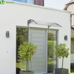 Auvent de porte marquise 120x80 cm transparent en Polycarbonate anti UV Gris VOUNOT