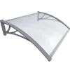 Auvent de porte marquise 120x80 cm transparent en Polycarbonate anti UV Gris VOUNOT