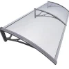 Auvent de porte marquise 200x80 cm transparent en Polycarbonate anti UV Gris VOUNOT