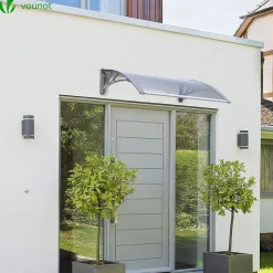 Auvent de porte marquise 100x80 cm transparent en Polycarbonate anti UV Gris VOUNOT