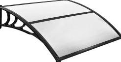 Auvent de Porte UPF 50+ avec Panneau Revêtu à Double Couche et Support en ABS Charge 20KG Gris