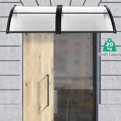Auvent de Porte UPF 50+ avec Panneau Revêtu à Double Couche et Support en ABS Charge 20KG Gris
