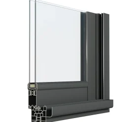 Baie vitrée coulissante alu + volet roulant électrique Goodhome gris - l.180 x h.215 cm - Uw 1,7