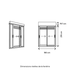 Baie vitrée coulissante alu + volet roulant électrique Goodhome blanc - l.180 x h.215 cm - Uw 1,7