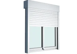Baie vitrée coulissante alu + volet roulant motorisé Goodhome blanc - l.240 x h.215 cm - Uw 1,7