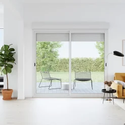 Baie vitrée coulissante alu + volet roulant électrique Goodhome blanc - l.240 x h.200 cm - Uw 1,7