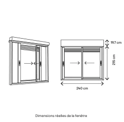 Baie vitrée coulissante alu + volet roulant électrique Goodhome blanc - l.240 x h.215 cm - Uw 1,7