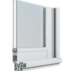 Baie vitrée coulissante alu + volet roulant électrique Goodhome blanc - l.240 x h.215 cm - Uw 1,7