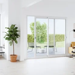 Baie vitrée coulissante alu + volet roulant électrique Goodhome blanc - l.240 x h.215 cm - Uw 1,7