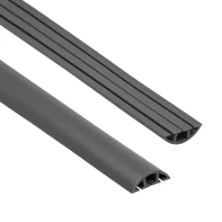 Bande de câble en PVC 10x80mm, 2m, cache-câble, semi-circulaire, gris foncé