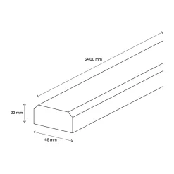 Barre à battement Fortia en bois L.240 x l.4,5 x Ép.2,2 cm