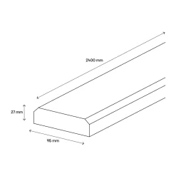 Barre à Z pour volet Fortia en bois L.240 x l.9,5 x Ép.2,7 cm