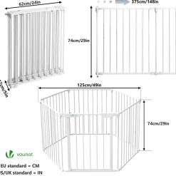 Barriere de securite cheminee pliable 3.75M 6 panneaux blanc VOUNOT